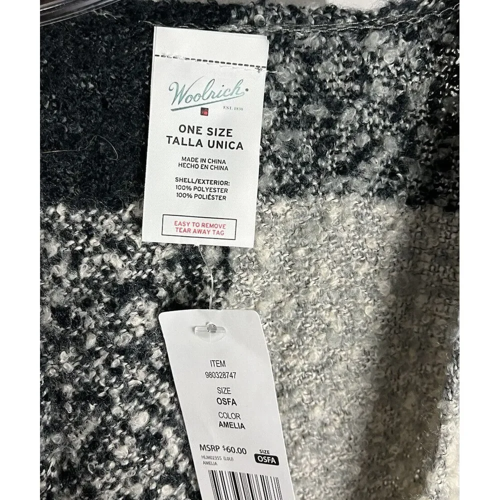 Woolrich Womens One Size Blanket Wrap Shawl‎ Cape Poncho Plaid Soft